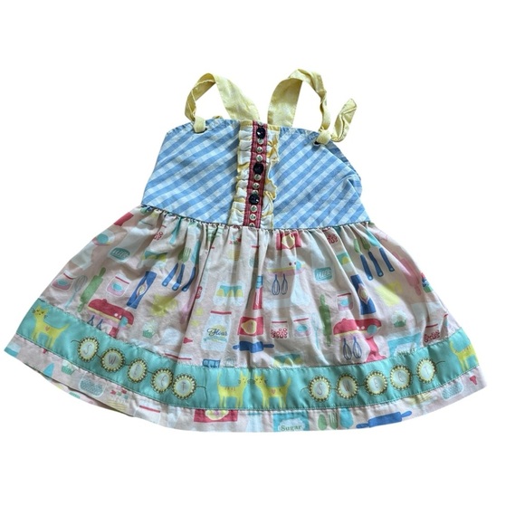 Matilda Jane Girls Dress Size 4 In the Kitchen Sleeveless Sweet Straps - Picture 1 of 8